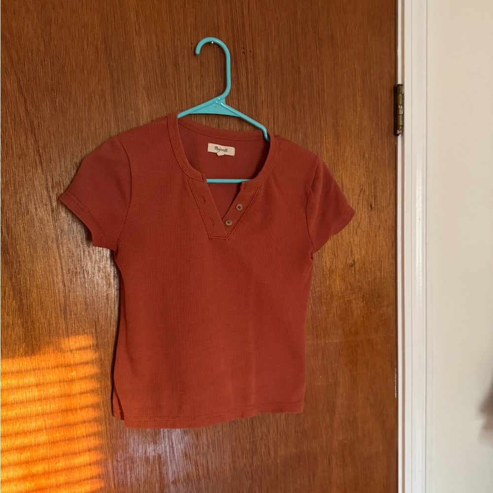 Madewell Rust Short Sleeve Henley Tee